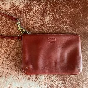 COACH Red Leather Wallet Wristlet Clutch